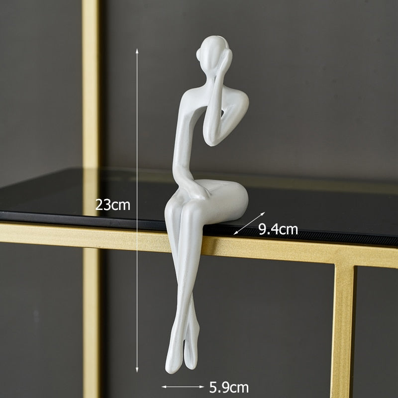 Abstract Resin Statue Golden Miniatures Modern Home Decoration