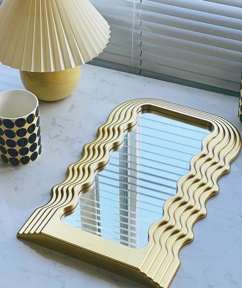 Creative Desktop Wave Mirror Cosmetic Mirror Bathroom Mirror Decorative Mirror