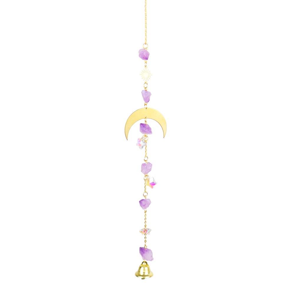 Crystal Wind Chime Star Moon Sun Catchers Windchimes Plated Colorful Beads