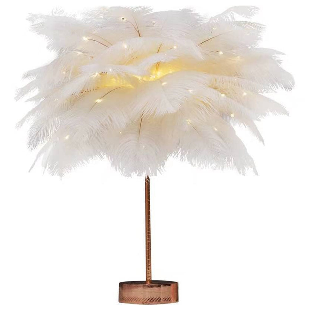 Feather Table Lamp Bedroom LED Night Light