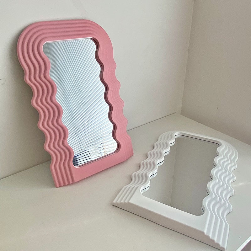 Creative Desktop Wave Mirror Cosmetic Mirror Bathroom Mirror Decorative Mirror