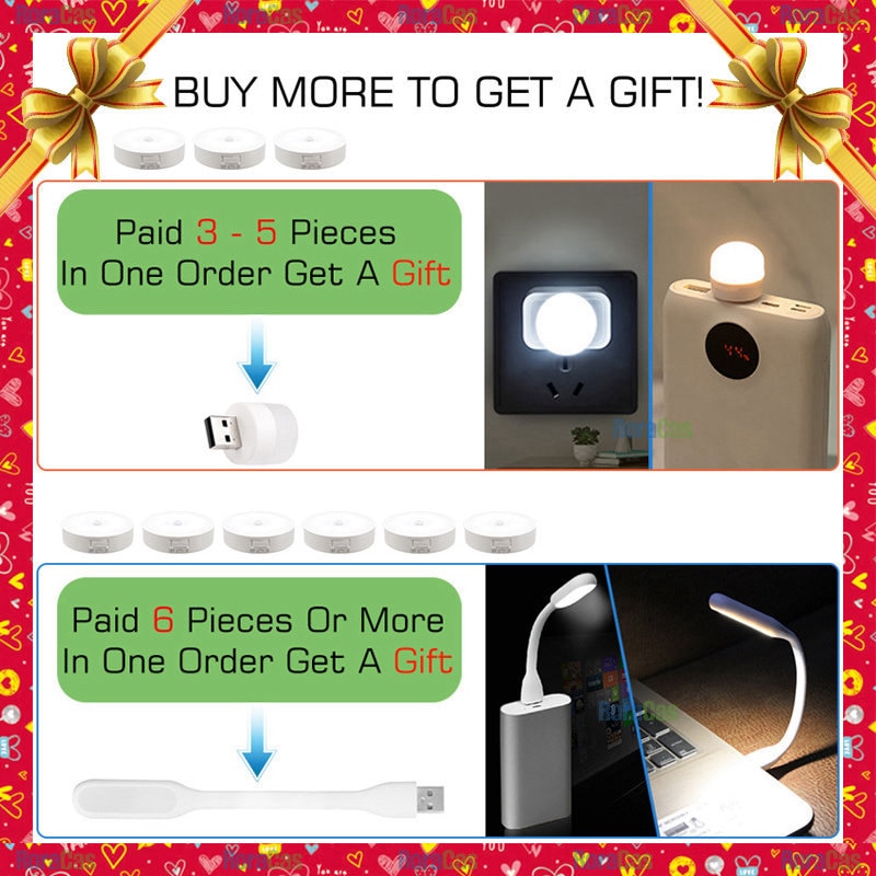 Motion Sensor LED Light USB Nightlights Chargeable Lamp for Kitchen Bedroom