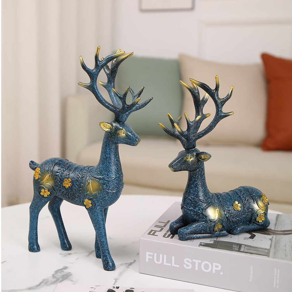 Europe Ornaments Resin Sika Deer Gifts Desktop Decoration